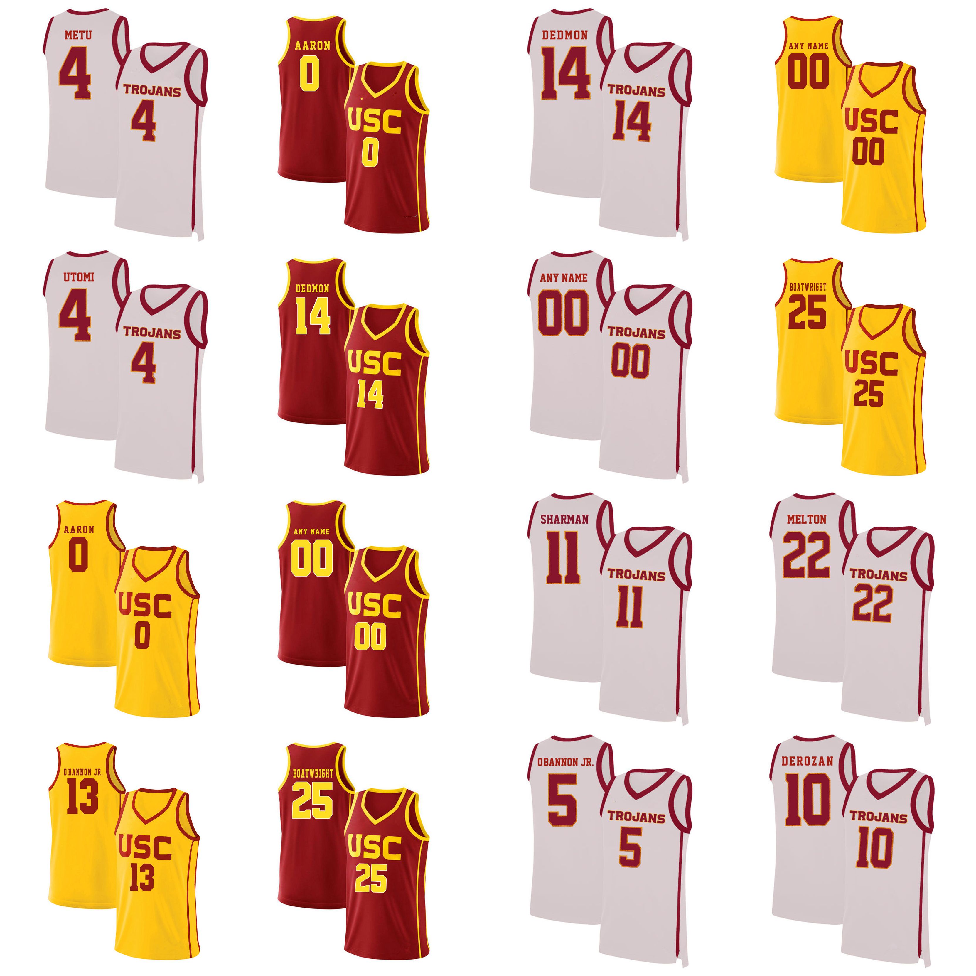 

USC Trojans Jerseys Quinton Adlesh Jersey Max Agbonkpolo Ethan Anderson McKay Anderson 2020 Mens Basketball Jerseys Custom Stitched, Womens usc yellow