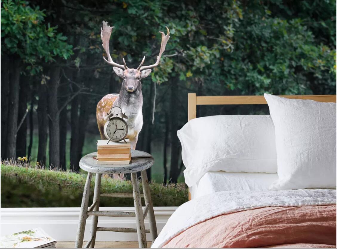 

3d room wallpaper custom photo mural Sleek minimalist Nordic Elk Woods Mural TV Sofa Wall wallpaper for walls 3 d, Non-woven fabric