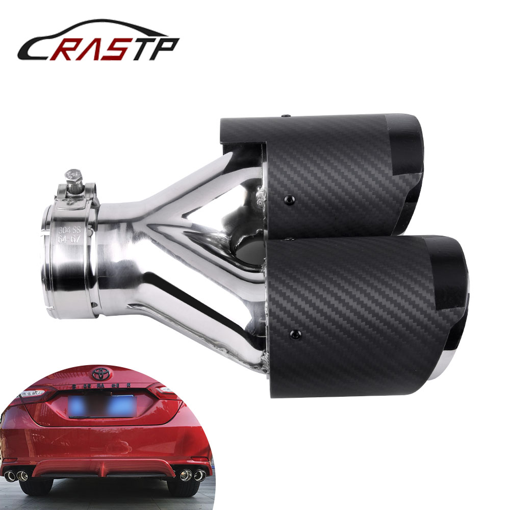 KIMISS Exhaust Tip Carbon Fiber Car Modified Exhaust Pipe Rear Tip Tail Throat Universal 54-89mm