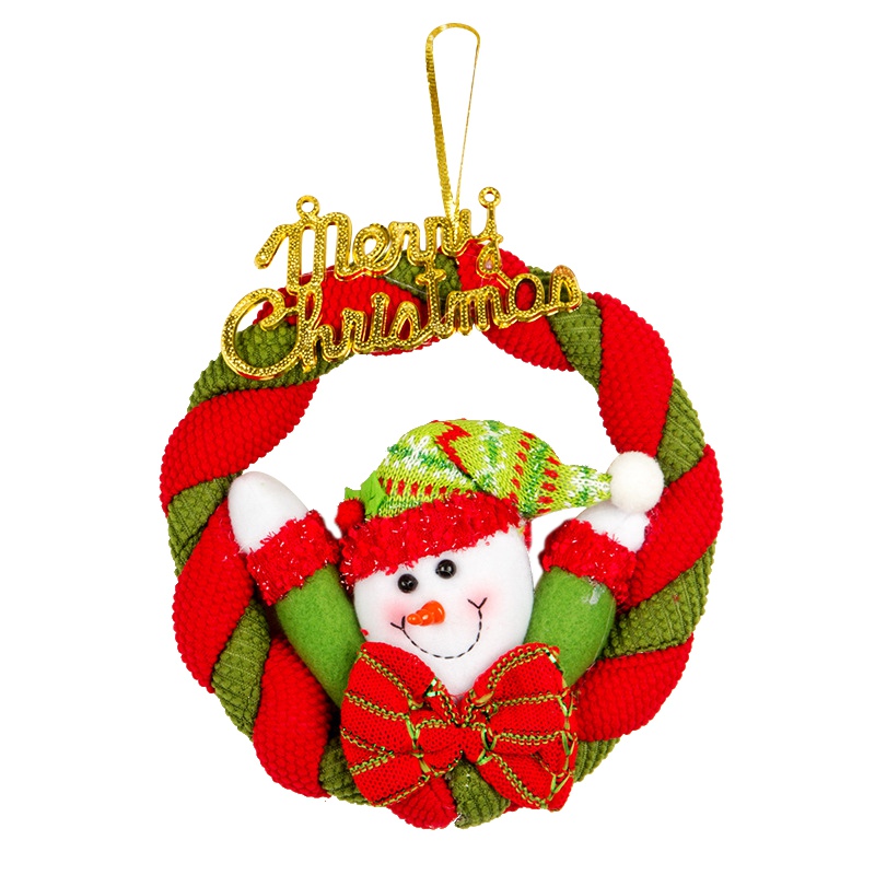 

Christmas Wreath Pendant With Plush Doll Decorative Garland Holiday Door Wall Window Hanging Ornaments Dropshipping