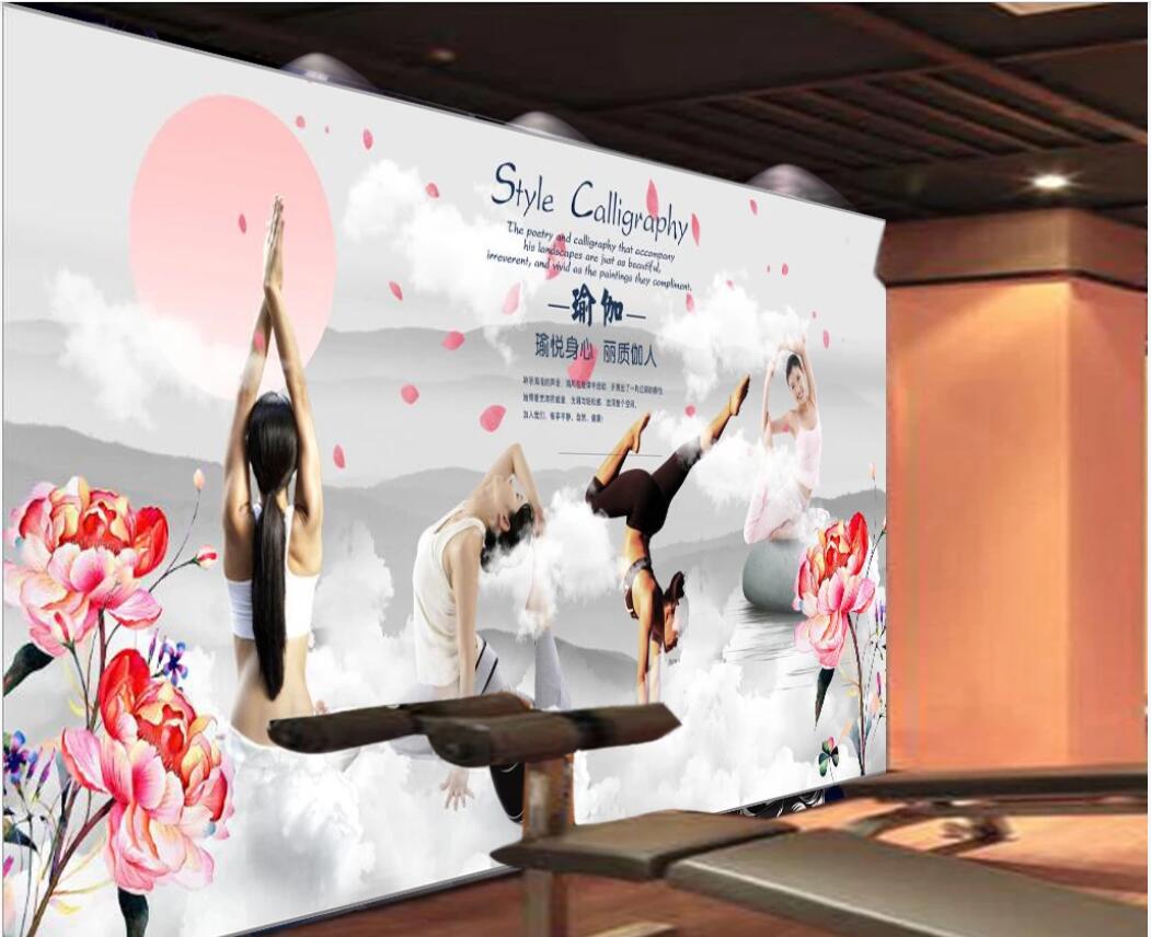 

3d wallpaper custom photo murals Chinese wind yoga beauty gym background wall wallwallpaper for walls 3 d, Non-woven fabric