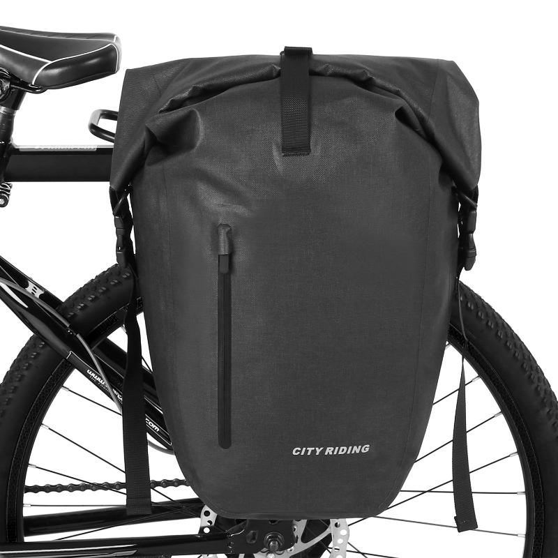 RockBros Cycling Waterproof Pannier Carrier Bag MTB Bicycle Rear Seat Black 2pcs