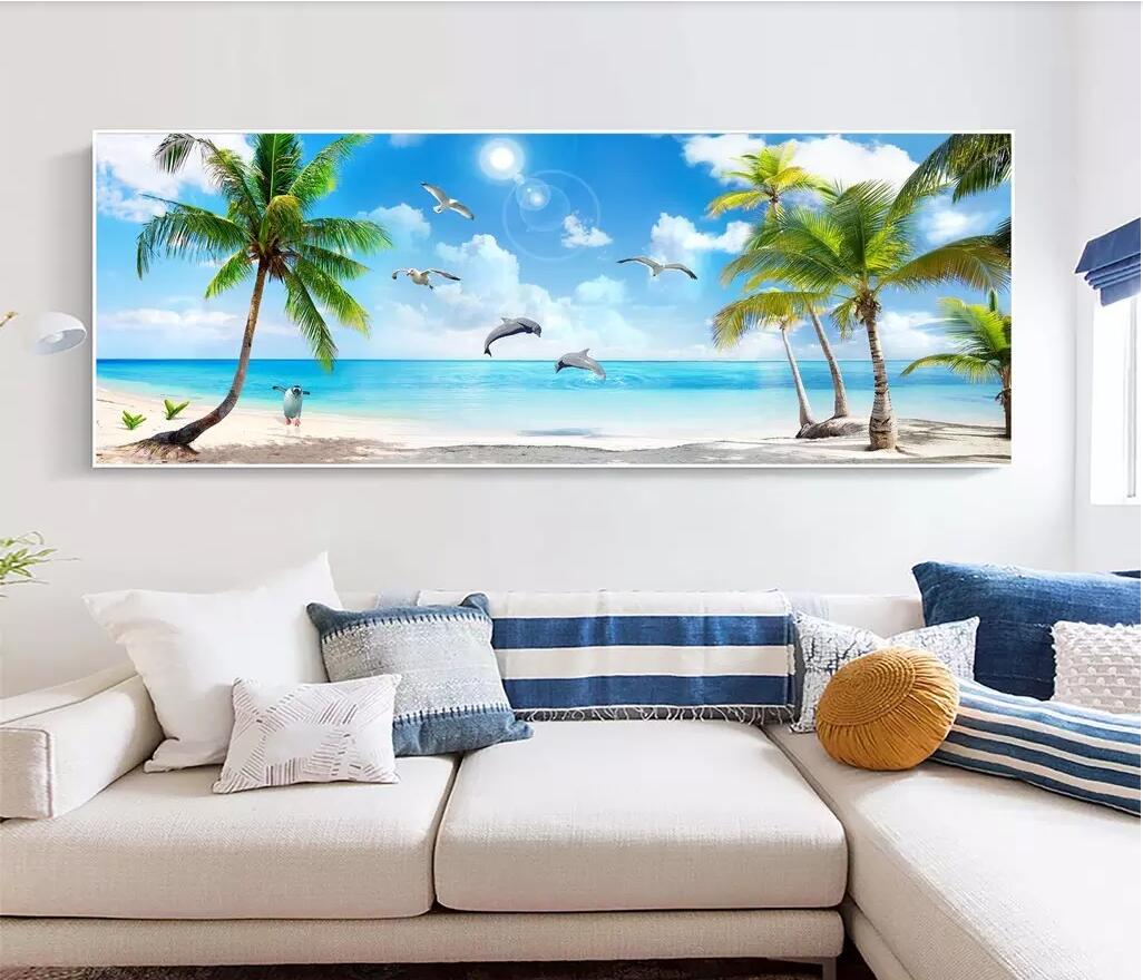 

3d room wallpaper custom photo non-woven mural Hawaiian Seascape Coco Beach Dolphin Bay Picture Frame Wall wallpaper for walls 3 d, Picture shows