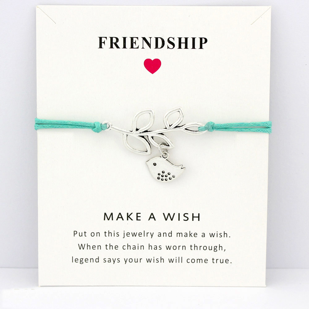 

Tree Branches Birds Horse Love Owls Unicorn Kangaroo Animal Charm Card Bracelets Wax Cord Women Men Jewelry Gift Drop Shipping