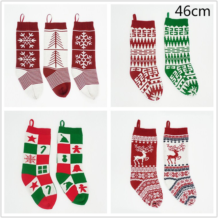 

2Pieces Knitted Christmas Socks Decoration Christmas Socks Gift Bag Decorations Jacquard Gift Bag Hanging Candy