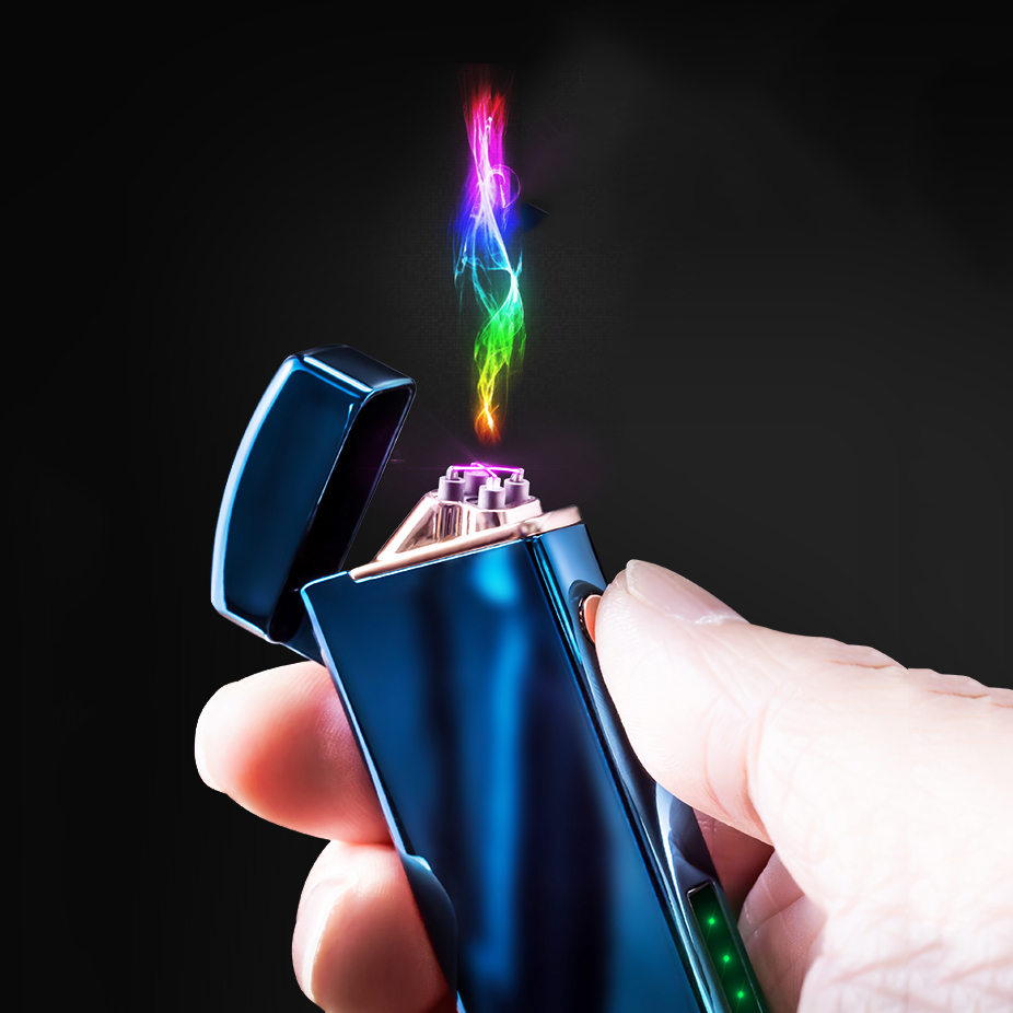 

Double arc electronic lighter Usb Metal rechargeable windproof flameless electric cigarette plasma cigar lighter