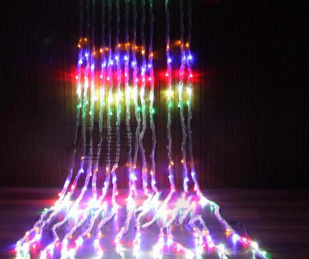 

WIDE 6m x HIGH 3m 640LED Christmas Wedding Party Background Holiday Running Water Waterfall Water Flow Curtain LED Light String Waterproof