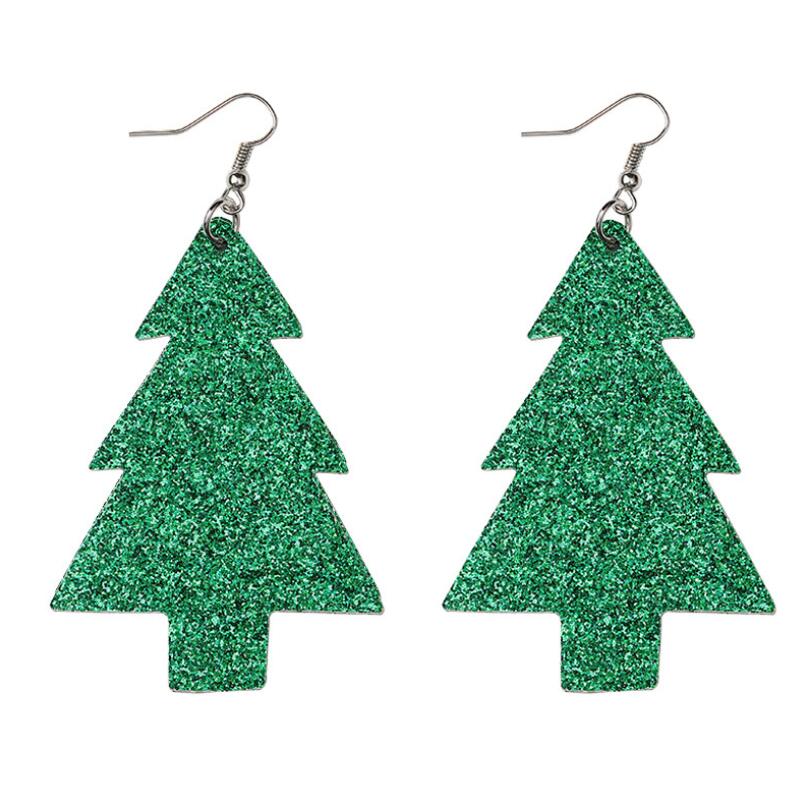 

New Christmas ornaments Christmas leather Earrings Christmas Tree Earrings water drop double-sided PU leather Earrings FREE SHIPPING