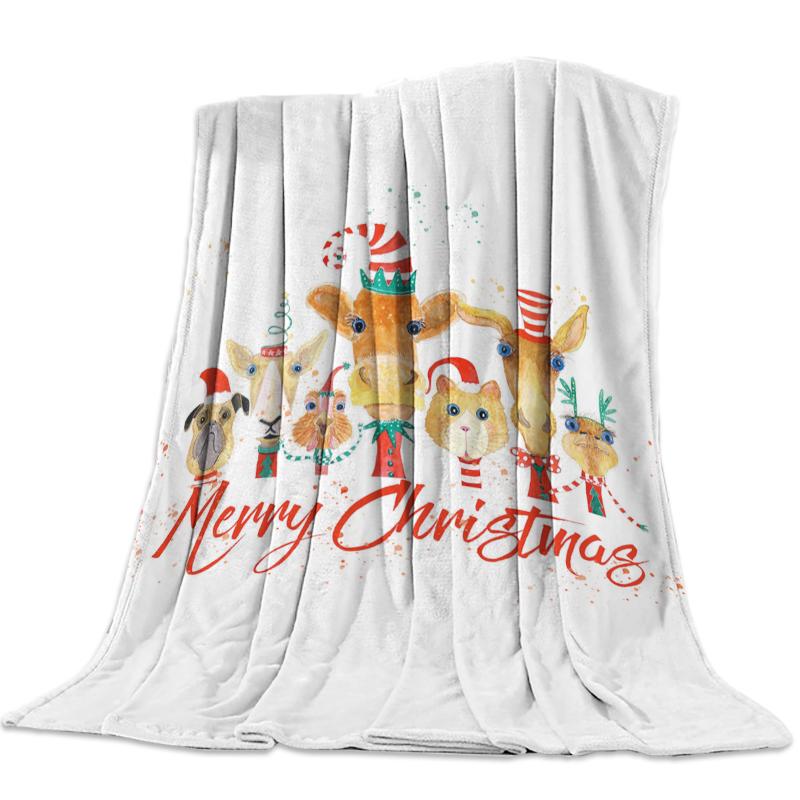 

Personalized Blanket Home Textile Christmas Cartoon Animals Flannel Weighted Blanket Warm Soft Throw Sofa Bed Travel Blankets