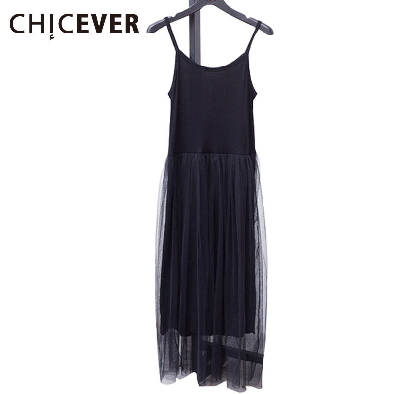 

[CHICEVER] 2017 Sexy Off Shoulder Summer Women Dress Female Loose Spaghetti Strap Mesh Ladies Party Dresses New Clothing, Red
