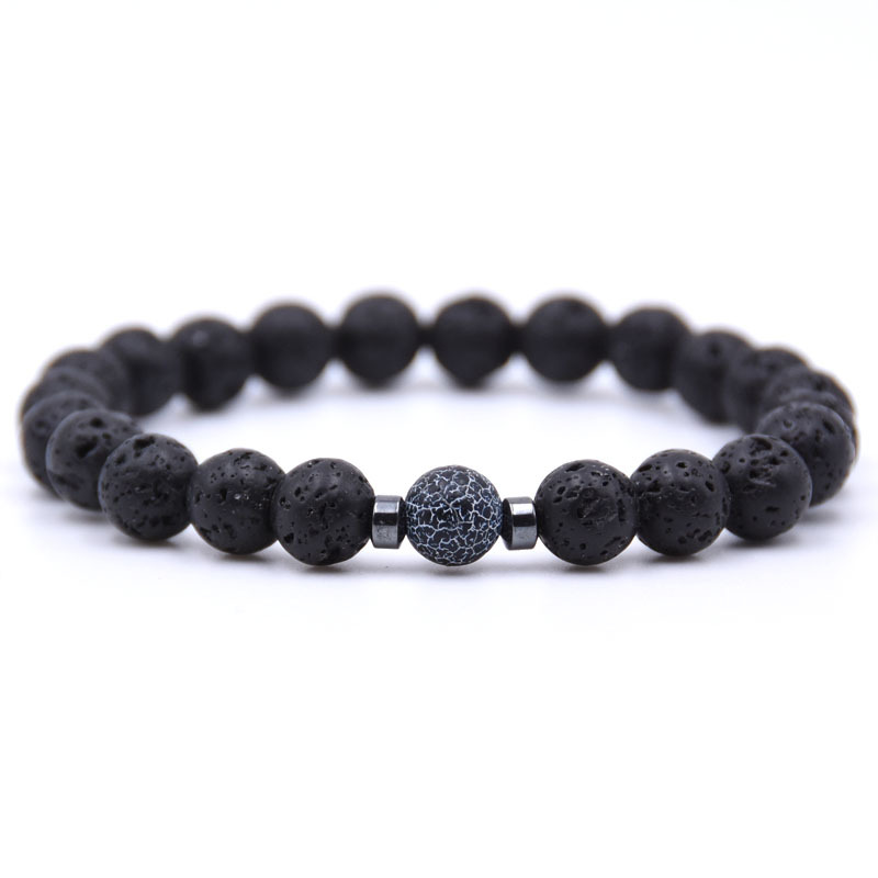 Fashion Black Lava Bead Link Bracelet High Quality Mens and Womens Handmade Colorful 8MM Natural Stone Bracelets-image-544115716