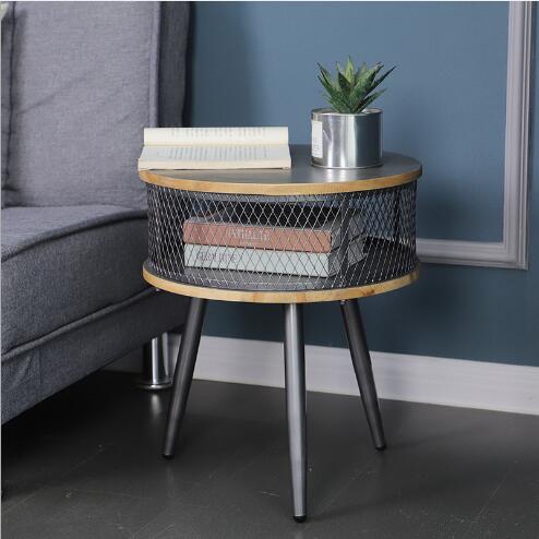 round table with gray storage beside Living Room Furniture sofa American country solid wood small family tea tables office-image-477959882