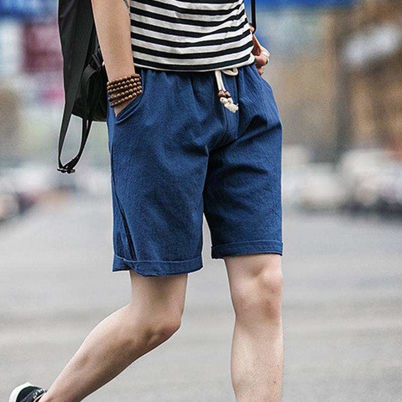 

2020 Beach Shorts Mens Khaki Pockets Shorts Casual White Sweatshorts 4XL Colorful Cotton Linen Summer Men, Black