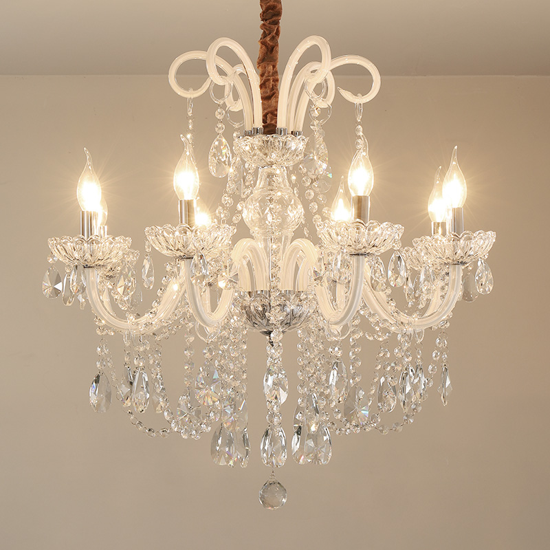White Crystal Chandeliers Modern LED Chandeliers For Living Room Nordic Lamp Wedding Decoration Hanging Light Pendant Lamps-image-472151755