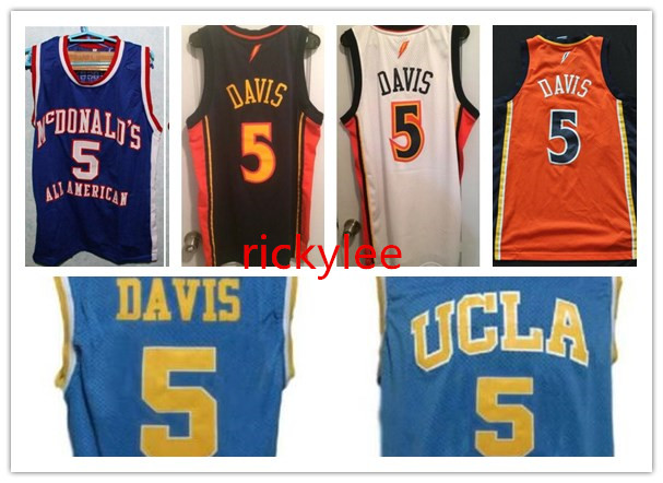 

basketball jersey college baron 5 davis jersey throwback jerseys mesh stitched embroidery blue orange custom made size s5xl, Red