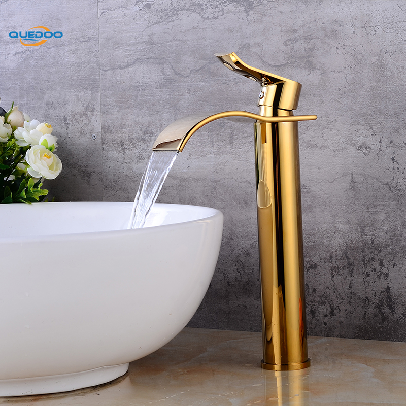 

Bath Basin Faucet Brass Gold Finished Faucet Sink Mixer Tap Vanity Hot Cold Water Bathroom Faucets