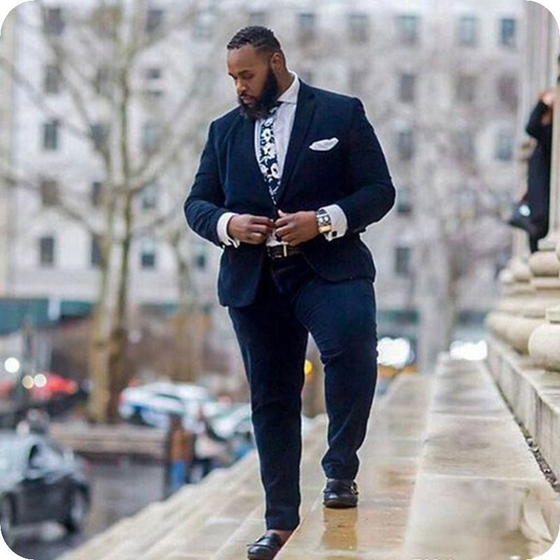 

Navy Blue Mens Suits Notched Lapel Men Tuxedos Groom Wedding Suits Costumes Pour Hommes Plus Size Custom Made Bridegroom Formal Blazer Prom, Same as image