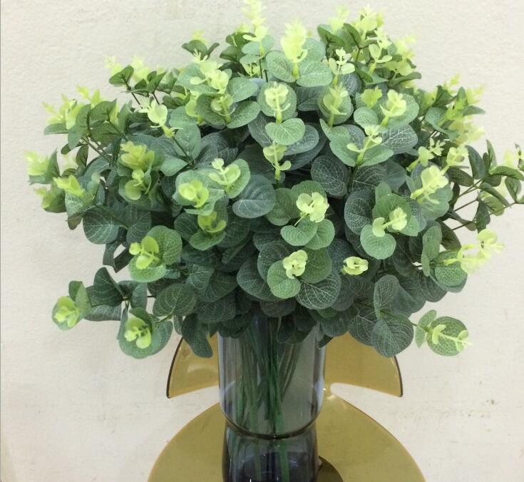 

Artificial Leaves Branches Simulation Plant Eucalyptus Bouquet Plastic Home Decoration Fake Money Grass Wedding Party Home Decoration GA725, Green