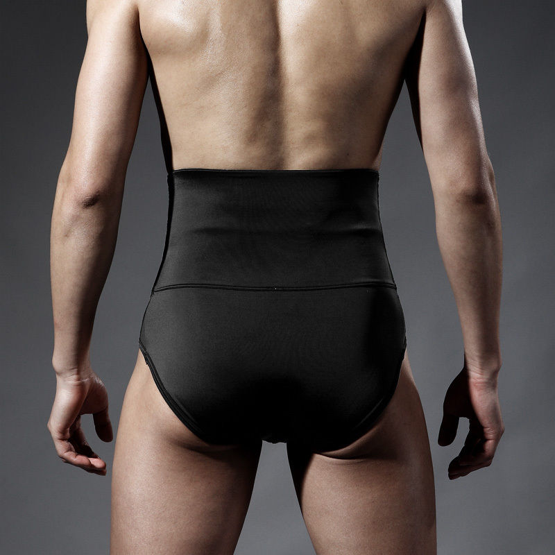 

High waist slimming underwear men undershirts cotton tight Men Slim Shapewear Control Waist trainer tummy man underwear, Black