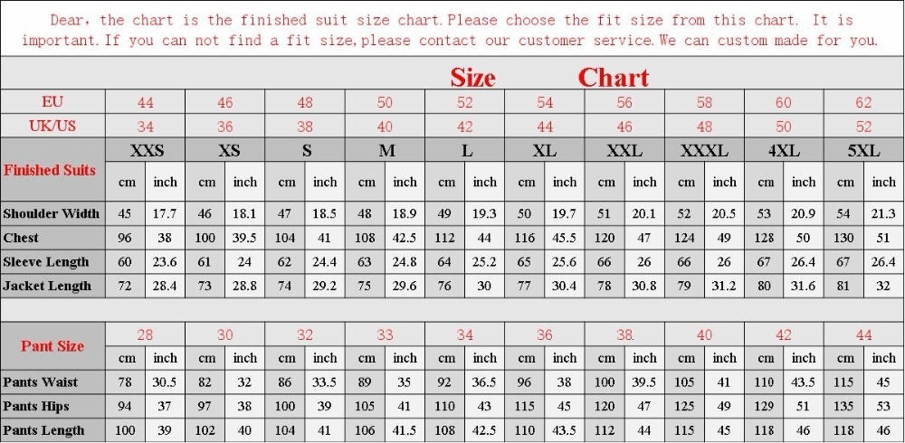 Suit Jacket Sleeve Length Chart