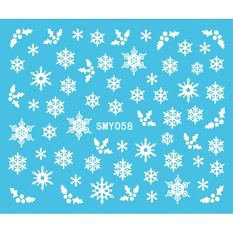 

Christmas Nail Art Water Transfer Decals Snowflakes Nail Sticker Decals Nails Art Decoration Sticker CJ666, As show
