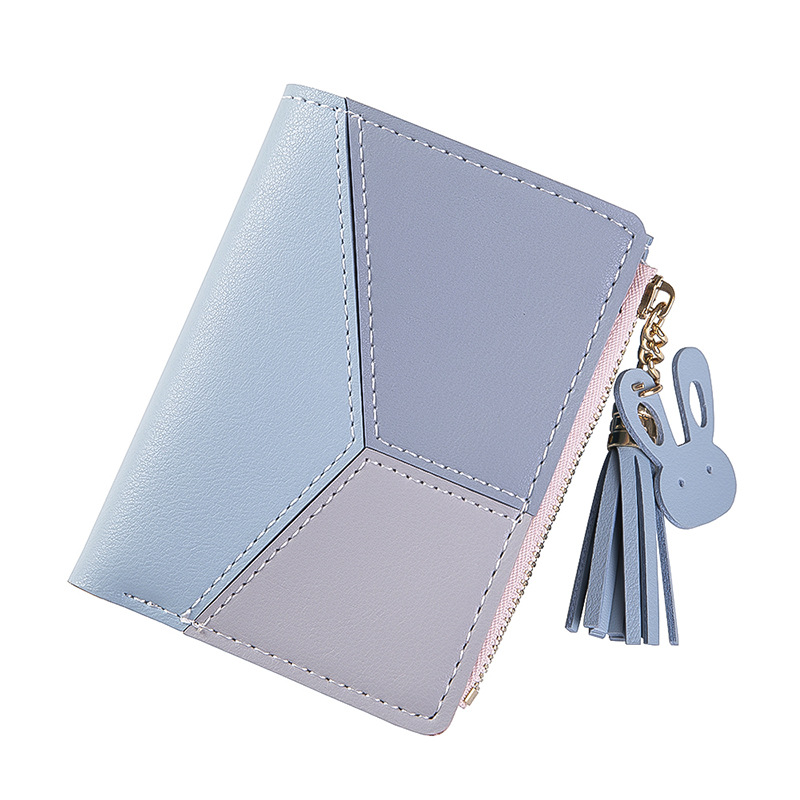 

2019 New Women Wallets Short Wallet Ladies Tassel Purse Wallet Female Women Zipper Purse Card Holder Cartera Mujer, Deep blue