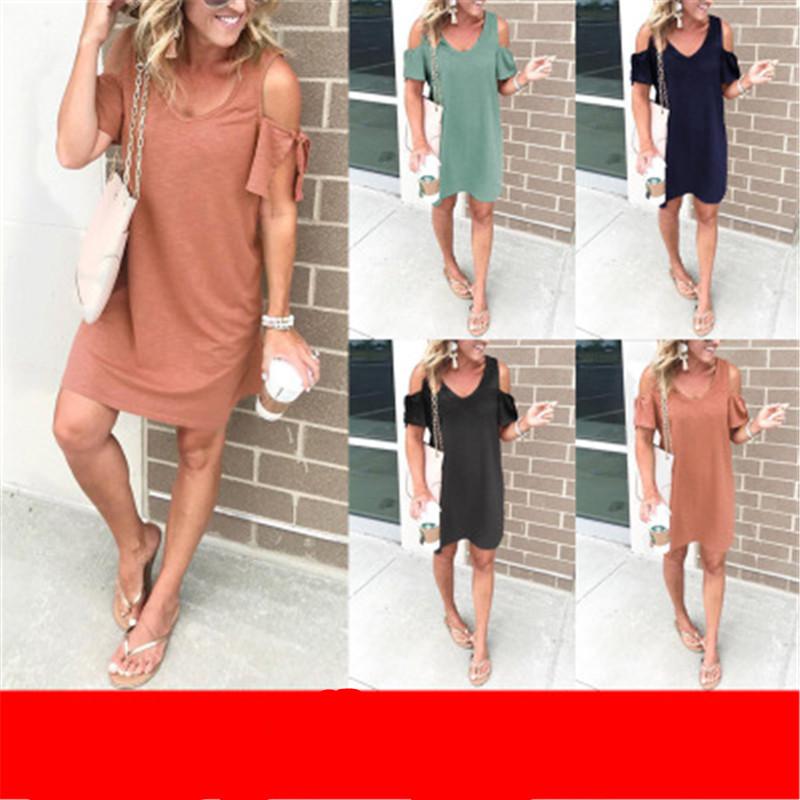 

Women Casual Sexy Dress Designer New Female Strapless Round Neck Short Sleeve Dress Fashion Trend Loose Summer Plus Size Skirts, Pink
