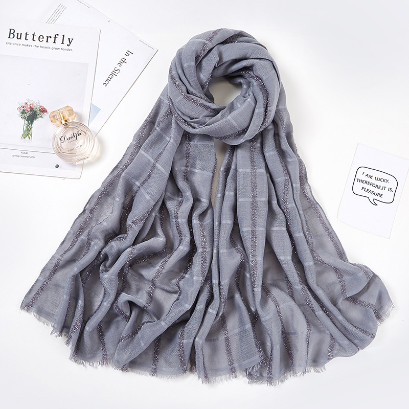 

High Quality Hijabs Muslim Headscarf Instant Scarf Wrap Islamic Shawls Women Turban Scarves Gold Lines Cotton Linen Arab Scarf