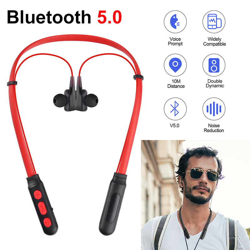 

G01 Bluetooth Neck Running Sports Headphones TWS Wireless Double Dynamic Hybrid Deep Bass Earphones, Black