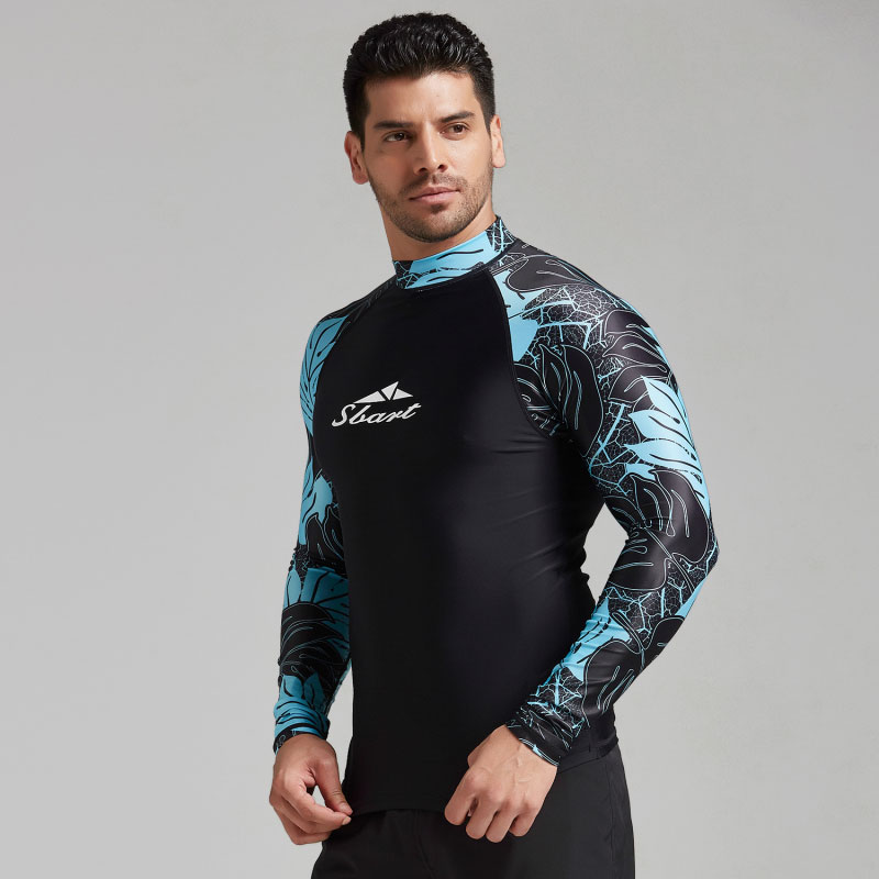 

Men's Rash Guard Shirt UV Sun Protection Long Sleeve Top Shirts Skins Tee Compression Base Layer Wetsuit Printed Surf Swim Dive