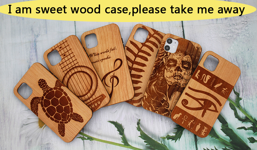 

Top Quality Cherry Engraving For Iphone 11 pro Wood Case iphone 11/X/XR/XS Max/8 plus Durable Luxury wooden Phone Cover Samsung S10 note10, Mixed designs