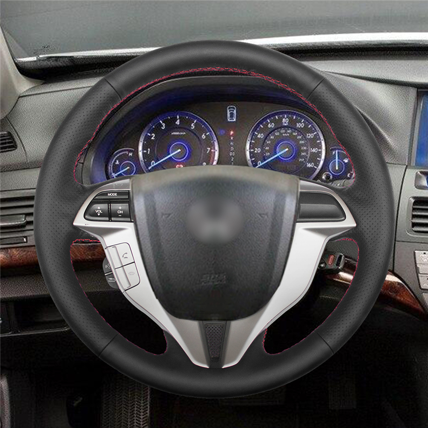 High quality Black Artificial Leather anti-slip customized car steering wheel cover For Honda Accord 8 Coupe-image-535632705