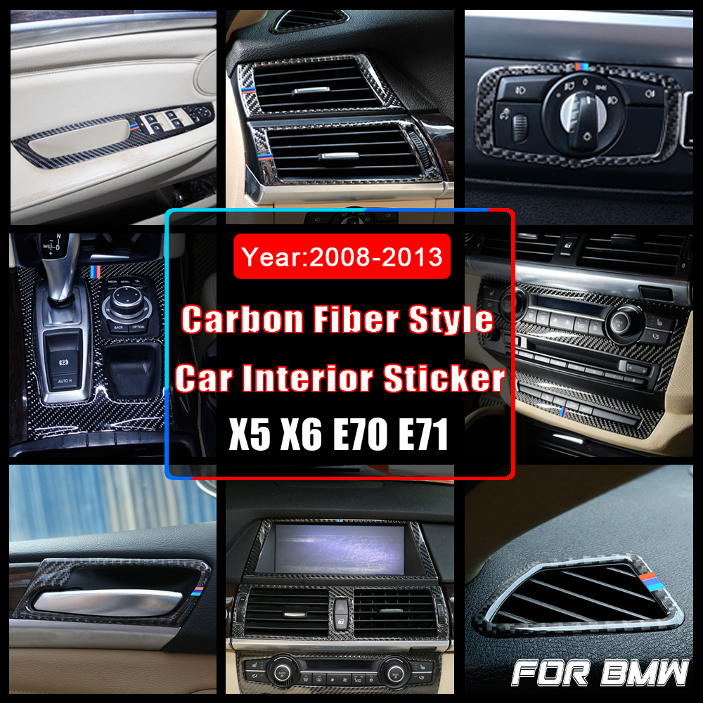 

Car Accessories Carbon Fiber Style Car Interior Decoration Strip Frame Cover Trim Sticker For BMW X5 X6 E70 E71 2008-2013