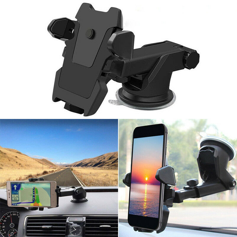 

360° Rotations Adjustable Car Holder Sucker Support Windshield Mount Bracket for Less than 6 inch Mobile Cell Smart Phones, Black