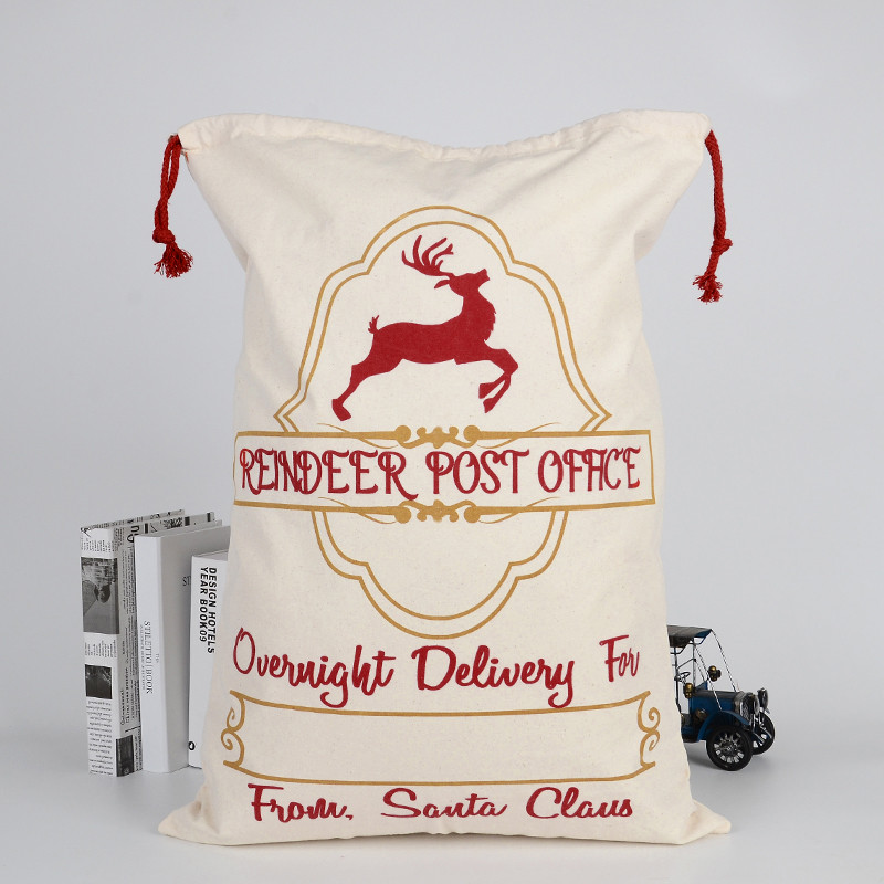 

Large Canvas Merry Christmas Santa Sack Xmas Stocking Reindeer Gift Storage Bag Best Gifts For Kids Event Party Decor #R15