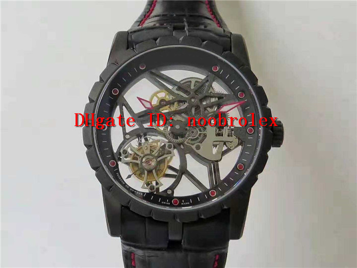 

Top EXCALIBUR Real Tourbillon Watch RD820SQ Automatic Mechanical 316L Steel Skeleton openworked Dial Sapphire Crystal Italy Leather Strap