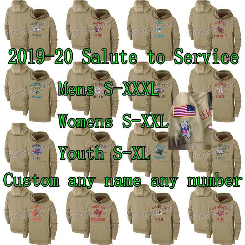 

2019-20 Salute to Service Hoodie Sweatshirt All Team Custom Mens Womens Youth Foot ball Jerseys Any Name Any Number S-XXXL Mix Order, Black;red