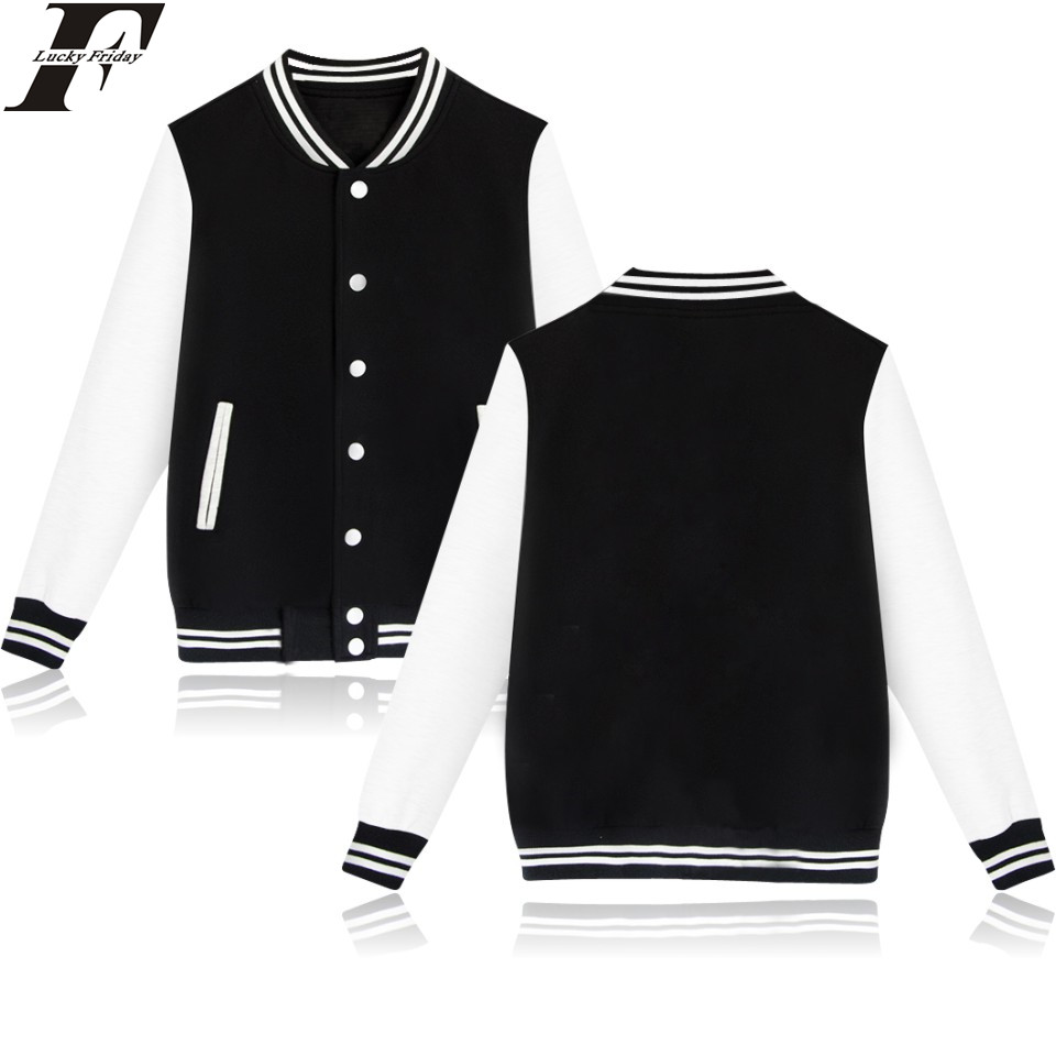 

Solid Color Baseball Jacket Capless Hoodies And Sweatshirts For Couples Winter Hoodies Men Hip Hop Jacket Clothes, Black and white