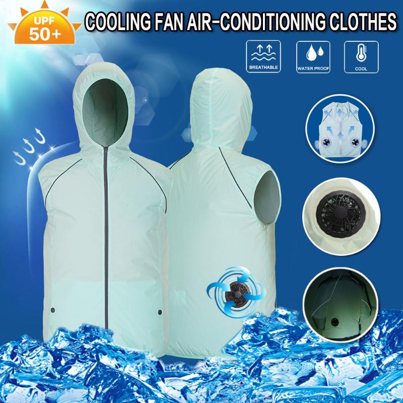 

Summer Fan Cooling Vest Men Women Air Conditioning Cool Coat Outdoor Sun Protection Jacket Outdoor Working Reflective Coat, White