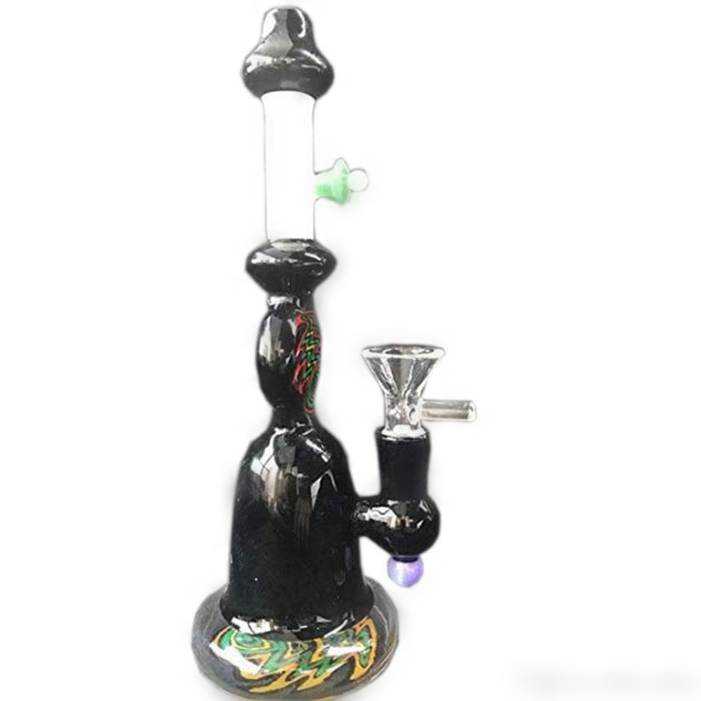 

Fashion Bong Gear Pattern Beaker Bongs Black Art Glass Hookahs Water Pipes Oil Rig Joint Headshop Glass Water Pipes