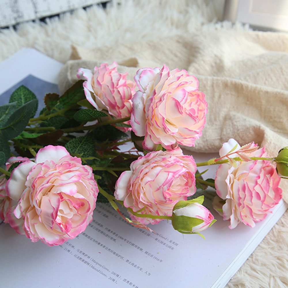 

3 Heads/8 Flowers 1 Bunch Fake Artificial Floral Flower Bouquet for Home Wedding Decoration indoor, Blue