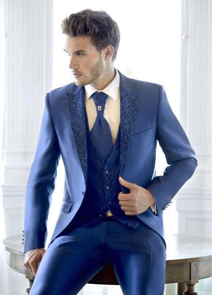 

Handsome One Button Groomsmen Peak Lapel Groom Tuxedos Men Suits Wedding/Prom/Dinner Best Man Blazer(Jacket+Pants+Tie+Vest) A565, Same as image