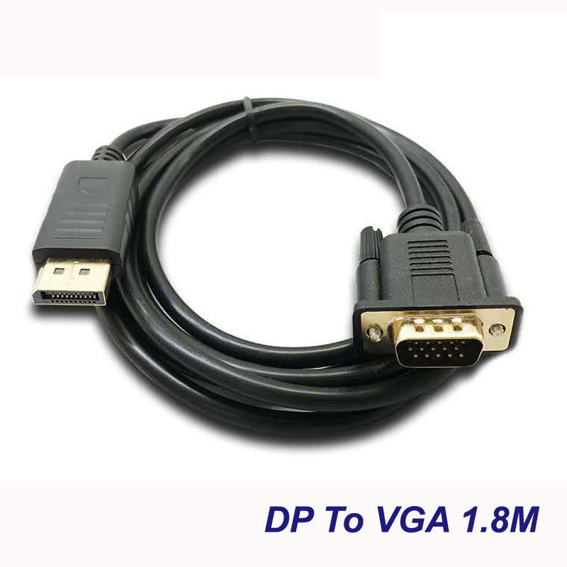 

1.8M DisplayPort to VGA Converter Cables Adapter DP Male To VGA Male Cable Adapter 1080P Display port Connector For MacBook HDTV Projector MQ
