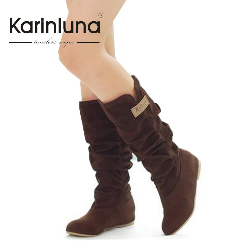 

Free Shipping 2016 Newest Winter Woolen Lady Snow Boots Hidden Wedge Heel Sexy Women Knight winter Boots JHB136, Brown