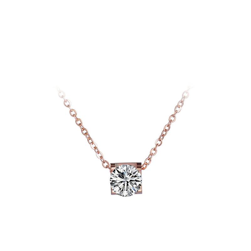 

Classic Titanium Steel 5Ct Cubic Zirconia Choker Pendant Neckalces Jewelry Trendy Lovely Necklace For Women N17039