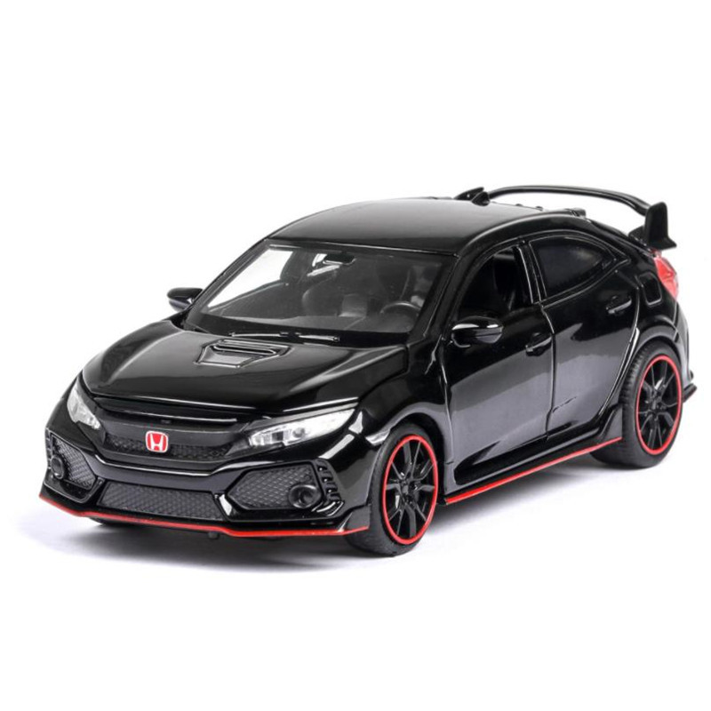 

1:32 HONDA CIVIC TYPE-R Diecasts & Toy Vehicles Metal Car Model Sound Light Collection Car Toys For Children Christmas Gift T191218