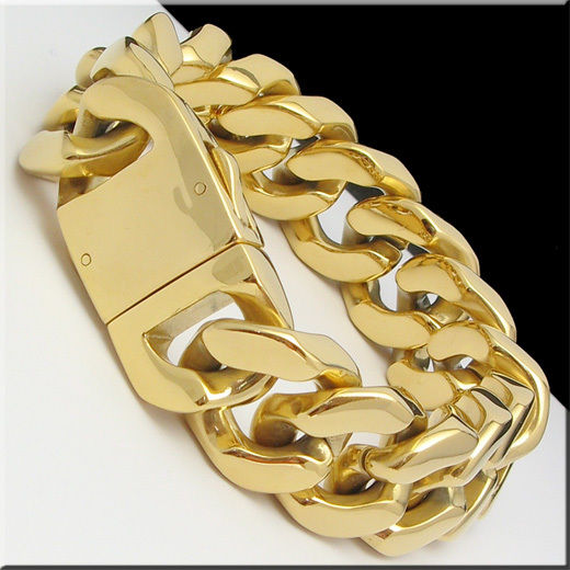 

Gold/ Silver 8.66" 20mm Hot Sale! Fashion Heavy Men's Cuban Curb Chain Stainless Steel Bracelet Bangle, High Quality