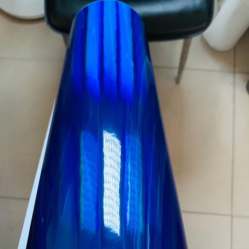 

Premium Holographic Laser Chrome Blue Iridescent Vinyl Film Car Wrap Foil With Air Release Size 1.52x20 meters, 1.52x18m 5x59ft