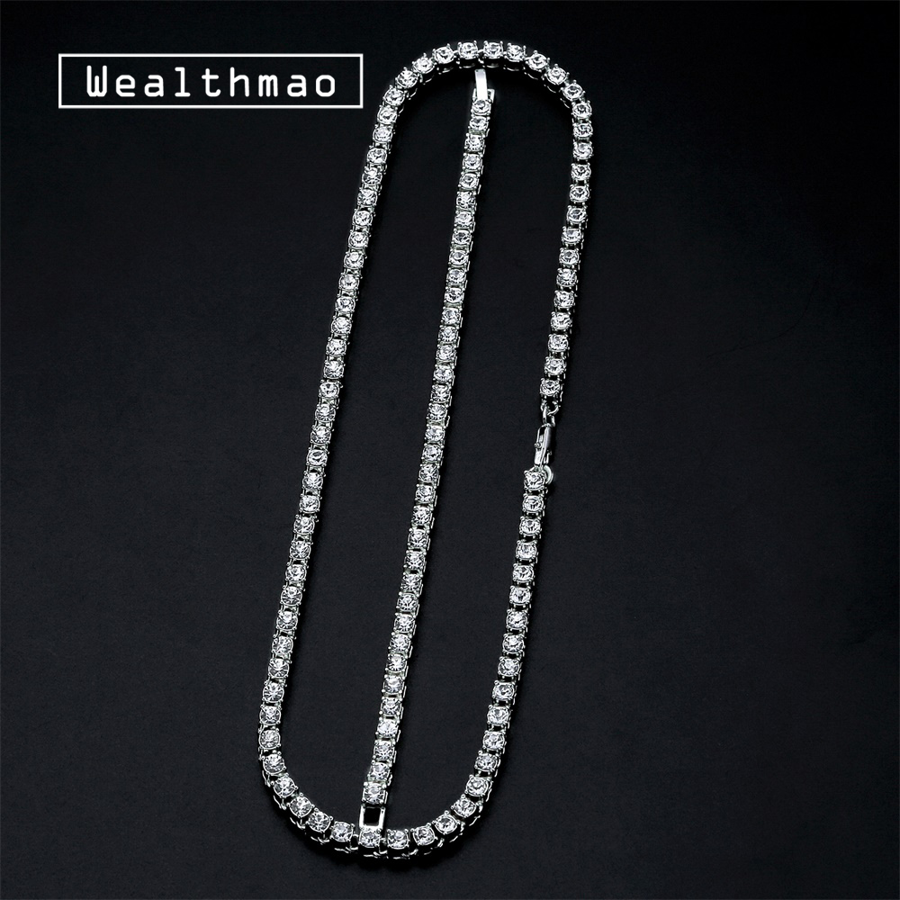 

5mm Men's Hip Hop Bling Bling Iced Out Tennis Chains 1 Row Necklaces Bracelet Crystal Luxury Silver Gold Color Men Chain Jewelry