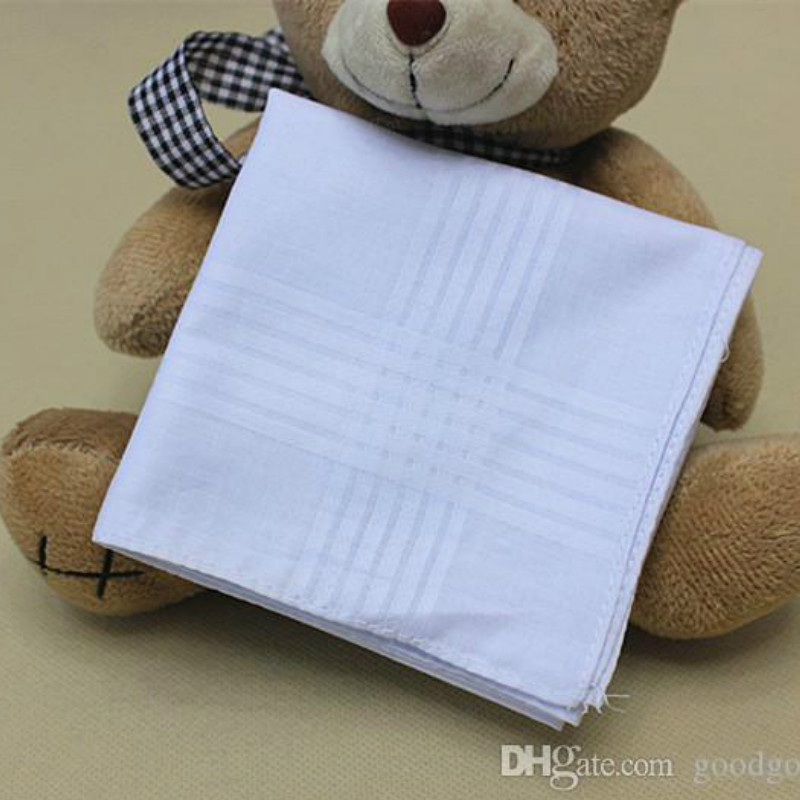 

Hot new 100% cotton handkerchief high quality 38cm men Square handkerchief full white men hanky pocket squares c184